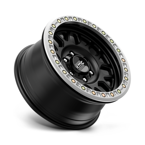 KMC KM234 Grenade Desert Beadlock 17x8.5 Satin Black Wheel with 6x135 Bolt Pattern