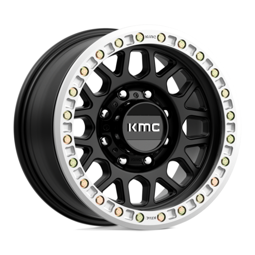 KMC KM234 Grenade Desert Beadlock Wheel - 17x8.5 Satin Black with 8x165.1 Bolt Pattern