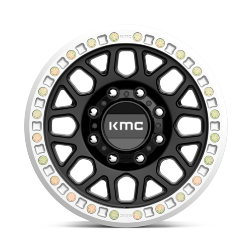 KMC KM234 Grenade Desert Beadlock Wheel - 17x8.5 Satin Black with 8x165.1 Bolt Pattern