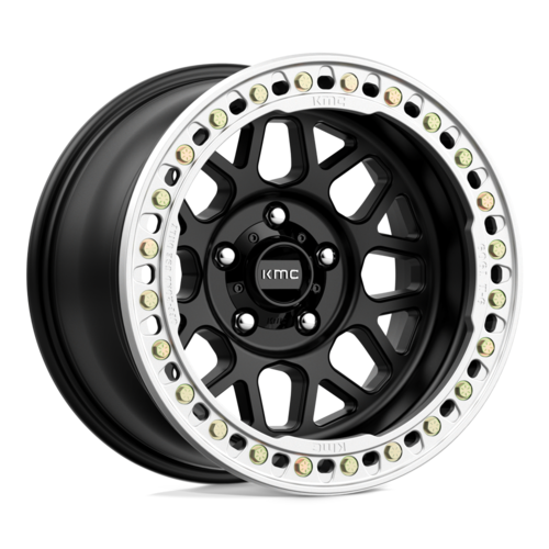 KMC KM235 Grenade Crawl Beadlock Wheel - 17x8.5 Satin Black with 6x139.7 Bolt Pattern and 108mm Center Bore