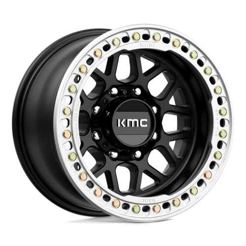 KMC KM235 Grenade Crawl Beadlock Wheel – Satin Black Finish, 17x9 Inch, 8x165.1 Bolt Pattern, -38 Offset