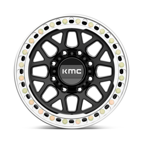 KMC KM235 Grenade Crawl Beadlock Wheel – Satin Black Finish, 17x9 Inch, 8x165.1 Bolt Pattern, -38 Offset
