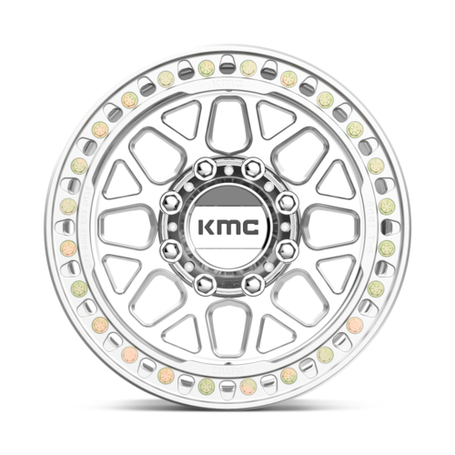 KMC KM235 Grenade Crawl Beadlock Wheel - 17x9 Inches, 8x6.5 Bolt Pattern, Machined Finish, Offset -38