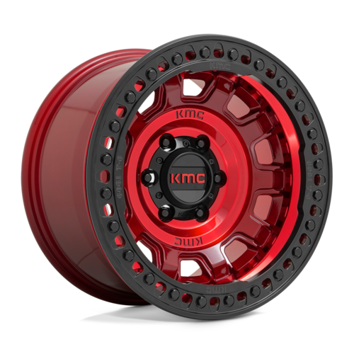 KMC KM236 TANK Beadlock Wheel 17x9 Inches - Candy Red Finish with -15 Offset and 6x139.7 Bolt Pattern