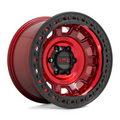 KMC KM236 TANK Beadlock Wheel – 17x9 inches, 6x139.7 Bolt Pattern, Candy Red Finish, -38 Offset