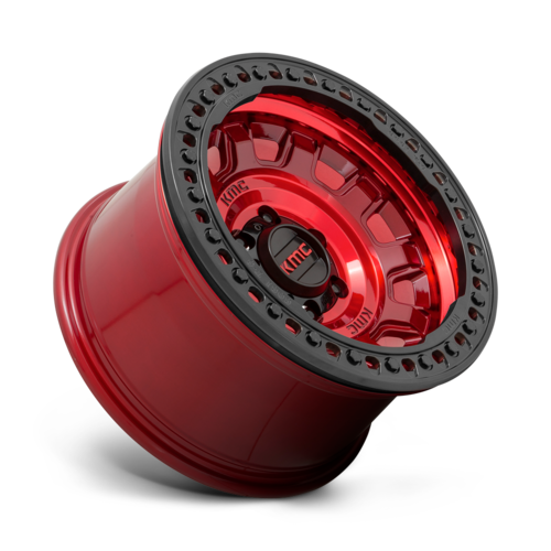 KMC KM236 TANK Beadlock Wheel 17x9 Inches - Candy Red Finish with -15 Offset and 6x139.7 Bolt Pattern