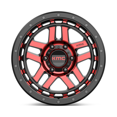 KMC KM540 Recon 17x8.5 Inch Gloss Black Machined Wheel with Red Tint and 6x139.7 Bolt Pattern