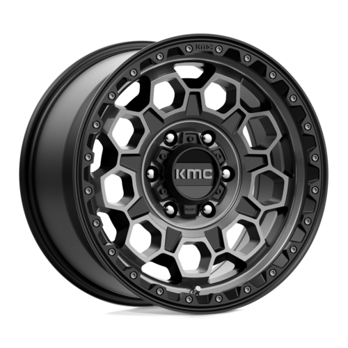 KMC KM545 TREK 17x9 Satin Black with Gray Tint Wheel with 6x139.7 Bolt Pattern and 18mm Offset