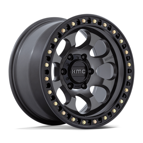 KMC KM550 RIOT SBL 17x9 Inch Off-Road Wheel with Satin Black Lip Finish and -12 Offset