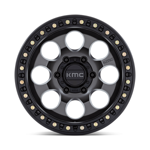KMC KM550 RIOT SBL 17x8.5 Inch Alloy Wheel with Satin Black Lip and Anthracite Finish - 5x127 Bolt Pattern, +10 Offset