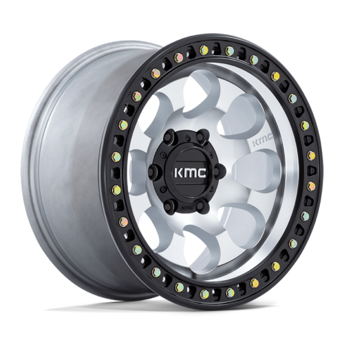 KMC KM550 RIOT SBL 17x9 Satin Black Lip Machined Off-Road Wheel with 6x139.7 Bolt Pattern and -12 Offset