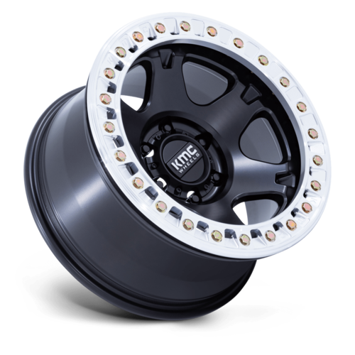 KMC KM238 VI Beadlock 17x9 Inch Satin Black with Machined Ring Wheel for 6x135 Bolt Pattern