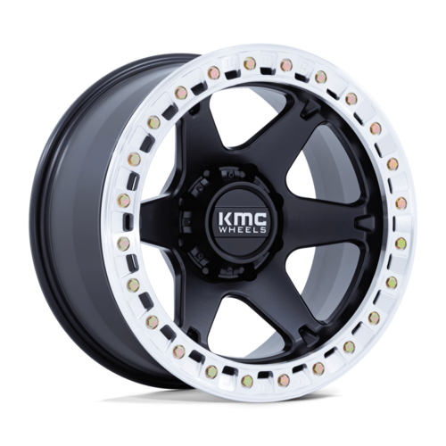 KMC KM238 VI Beadlock 20x10 Satin Black with Machined Ring Wheel for 8x165.1 Bolt Pattern, -48 Offset, 125.10 Center Bore