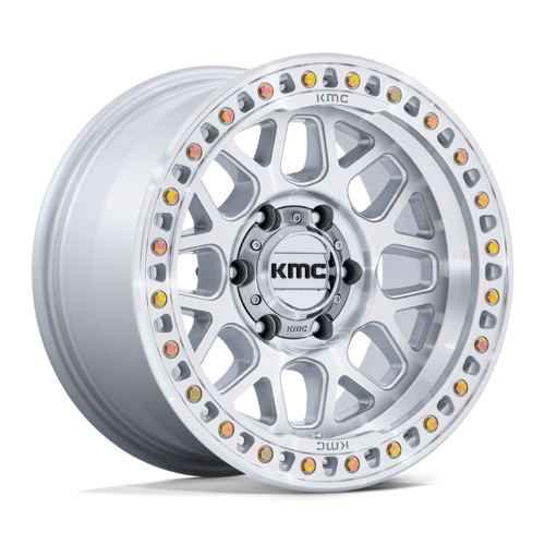 KMC GRS 18x9 Inch Alloy Wheel with Machined Face and Silver Finish, 8x170 Bolt Pattern, -12 Offset, Center Bore 125.10