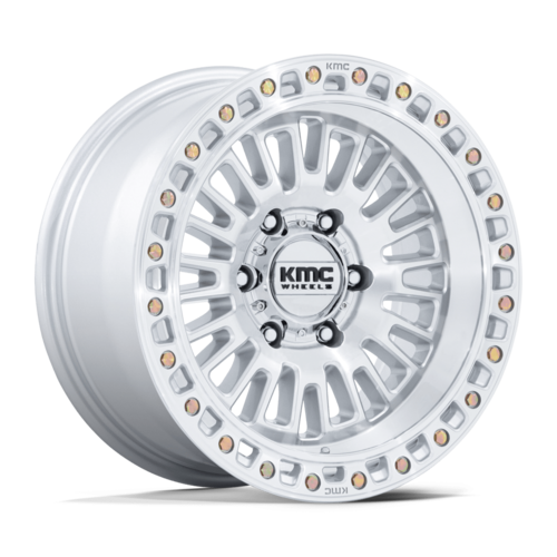 KMC KM554 Aztec 17x8.5 Inch Alloy Wheel with 6x120 Bolt Pattern and Machined Silver Finish