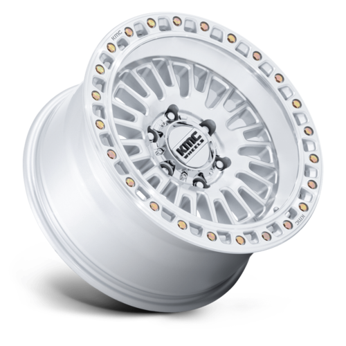 KMC KM554 AZTEC 17x8.5-inch Gloss Silver Machined Face Wheel with 6x139.7 Bolt Pattern and 106.10 Center Bore