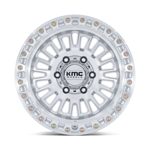 KMC KM554 Aztec 17x8.5 Inch Alloy Wheel with 6x120 Bolt Pattern and Machined Silver Finish
