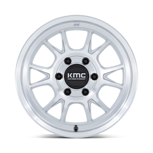 KMC KM729 Range 17x8.5 Inch Gloss Silver Machined Face Wheel with -10 Offset and 5x127 Bolt Pattern