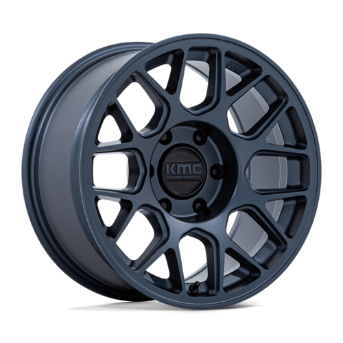 KMC Hatchet 17x8.5 Inch Alloy Wheel in Metallic Blue with 5x127 Bolt Pattern and +25 Offset