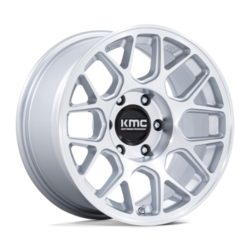 KMC KM730 Hatchet 17x8.5 Inch Off-Road Wheel with Gloss Silver Finish and Machined Face