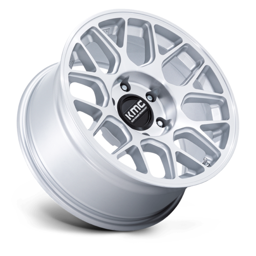 KMC KM730 Hatchet 17x8.5 Inch Alloy Wheel with Gloss Silver Finish and Machined Face