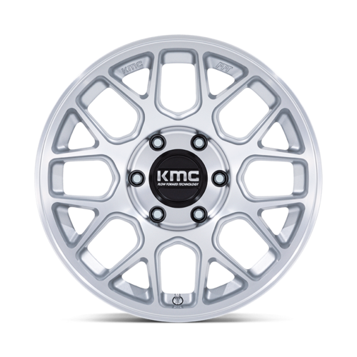 KMC KM730 Hatchet 17x8.5 Inch Off-Road Wheel with Machined Silver Finish and -10 Offset