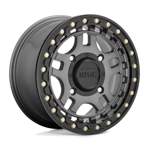 KMC Powersports KS240 Recon UTV Beadlock Wheel 15x7 - 4x137 Bolt Pattern, Gunmetal with Gloss Black Ring, +38 Offset