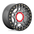 KMC Powersports KS240 Recon UTV Beadlock 15x7 Inch Wheel with 4x156 Bolt Pattern in Gunmetal with Gloss Black Ring