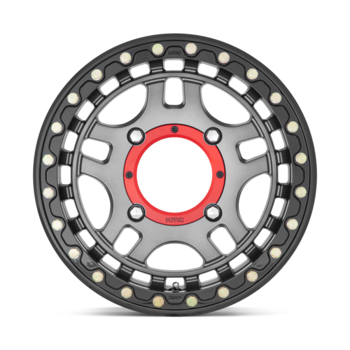 KMC Powersports KS240 Recon UTV Beadlock 15x7 Inch Wheel with 4x156 Bolt Pattern in Gunmetal with Gloss Black Ring