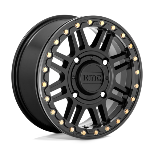 KMC Powersports KS242 Aztec UTV Beadlock Wheel 15x10 Satin Black with Gloss Black Ring for 4x137 Bolt Pattern