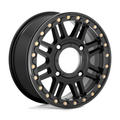 KMC Powersports KS242 Aztec UTV Beadlock Wheel 15x6 Satin Black with Gloss Black Ring, 4x137 Bolt Pattern, +38 Offset