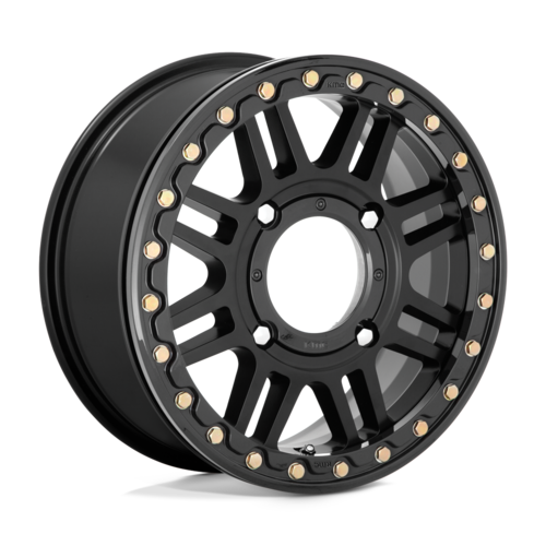 KMC Powersports KS242 Aztec UTV Beadlock Wheel 15x6 Satin Black with Gloss Black Ring, 4x137 Bolt Pattern, +38 Offset