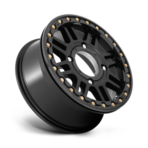 KMC Powersports KS242 Aztec UTV Beadlock Wheel 15x10 Satin Black with Gloss Black Ring for 4x137 Bolt Pattern