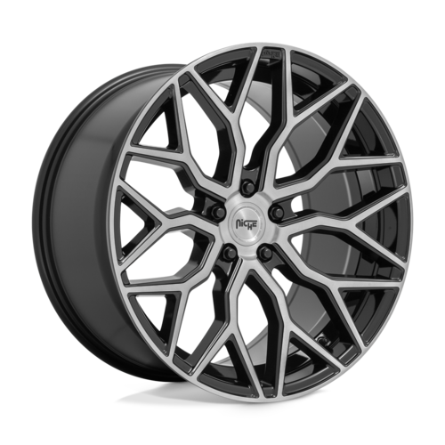 Niche 1PC M262 MAZZANTI 20x9 Inch Gloss Black Brushed Face Alloy Wheel with 5x114.3 Bolt Pattern and 72.56mm Center Bore