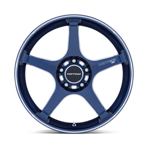 Motegi MR159 Battle V 18x9.5 Inch Obsidian Blue Machined Lip Stripe Wheel with 5x120 Bolt Pattern and +35 Offset