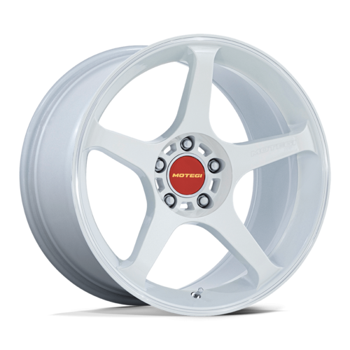 Motegi MR159 Battle V 18x9.5 Wheels with Matsuri White Pearl Finish and Machined Lip Stripe