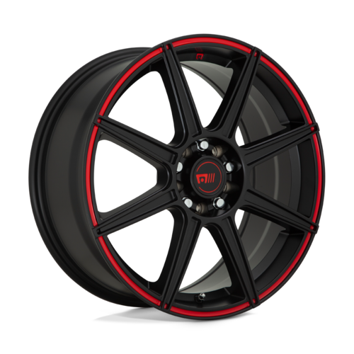 Motegi MR142 CS8 Satin Black with Red Stripe 17x7 Wheel for 5x112/114.3 Bolt Pattern, 40mm Offset