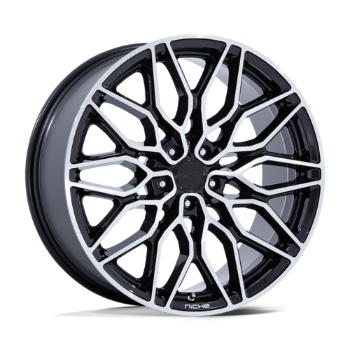 Niche 1PC Calabria 5 22x9 Black Machined Gloss Finish Wheel with 5x112 Bolt Pattern and +20 Offset