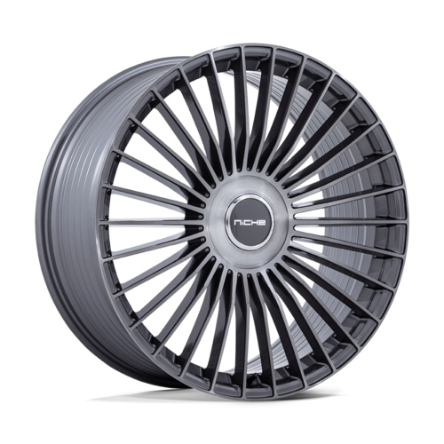 Niche 1PC NC282 Serene 24x10 Gray Gloss Titanium Brushed Wheel with 5x112/120 Bolt Pattern and 74.10 Center Bore
