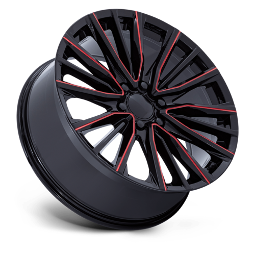Performance Replicas PR223 24x10 Gloss Black Milled Red Wheel with 6x139.7 Bolt Pattern and +28 Offset