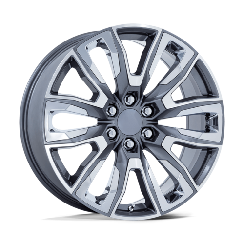 Performance Replicas PR225 24x10 Wheel with Gloss Gunmetal Machined Finish and Chrome Accents