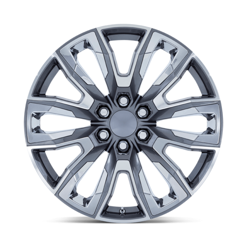 Performance Replicas PR225 24x10 Wheel with Gloss Gunmetal Machined Finish and Chrome Accents