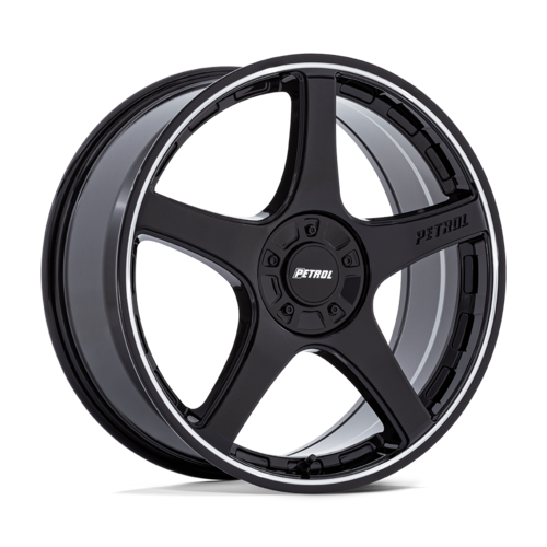 Petrol P2E 17x8 Inch Gloss Black Machined Lip Alloy Wheel for 5x100/120 Bolt Pattern