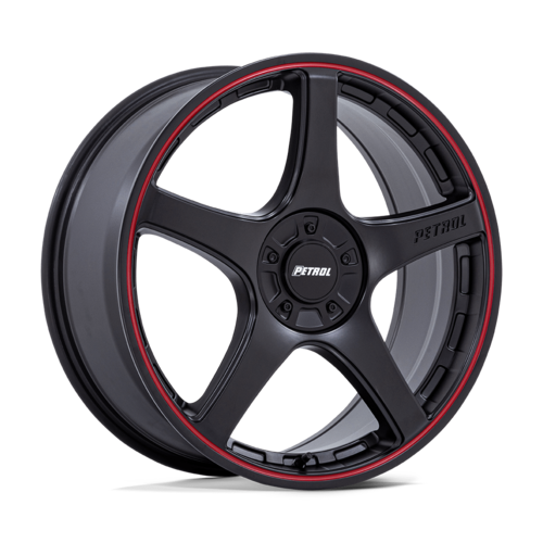 Petrol PE003 P2E 19x8 Matte Black with Red Lip Alloy Wheel for 5x112 and 5x120 Bolt Patterns