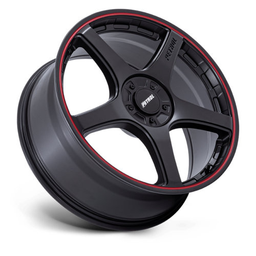 Petrol P2E 18x8 Matte Black with Red Lip Wheel for 5x112/120 Bolt Patterns, +35 Offset, 74.10 Center Bore