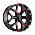 Performance Replicas PR176MR 26x10 Inch Gloss Black Milled with Red Tint Wheel with 6x139.7 Bolt Pattern and 78.10 Center Bore