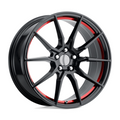 Performance Replicas PR193RS 17x9 Gloss Black Machined with Red Tint Wheel with 5x114.3 Bolt Pattern and 70.70 Center Bore