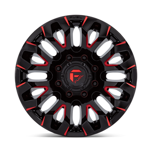 Fuel 1PC D829 QUAKE 18x9 Black Gloss with Red Milled Finish, 8x170 Bolt Pattern, +1 Offset