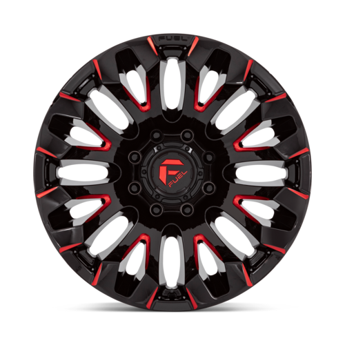 Fuel 1PC D829 Quake 20x10 Inch Gloss Black Milled Red Tint Wheel with -18 Offset and 8x165.1 Bolt Pattern