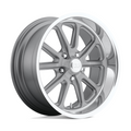 US Mag 1PC U111 Rambler 15x7 Inch Textured Gray Wheel with Diamond Cut Lip and 5x120.65 Bolt Pattern